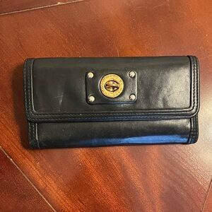 Black Leather Marc by Marc Jacobs Turnlock Flap Wallet